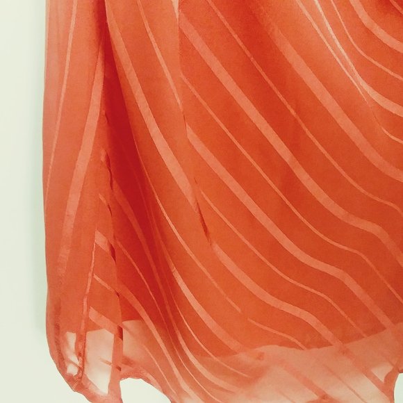 DRESSBARN Coral Chiffon Style Blouse Cap Sleeve Lined Ruffled Holiday Party Wear - Picture 5 of 7